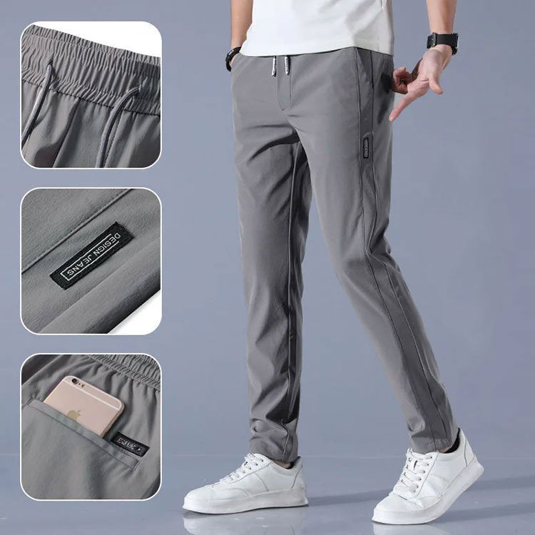 Minimalist High-Waist Ice Silk Loose Pants