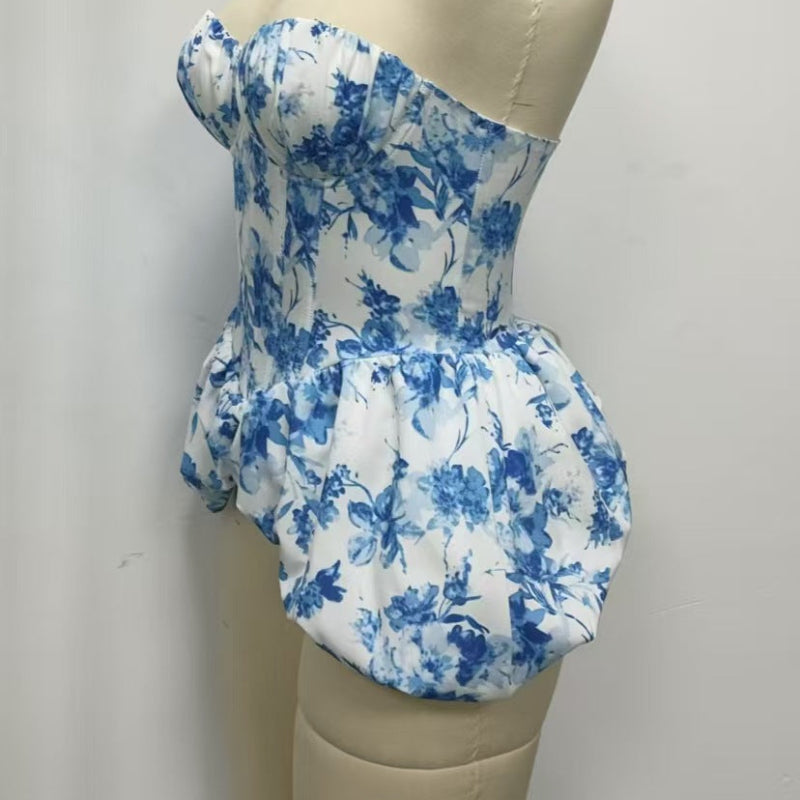 Fishtail Hem Boning Bustier Top