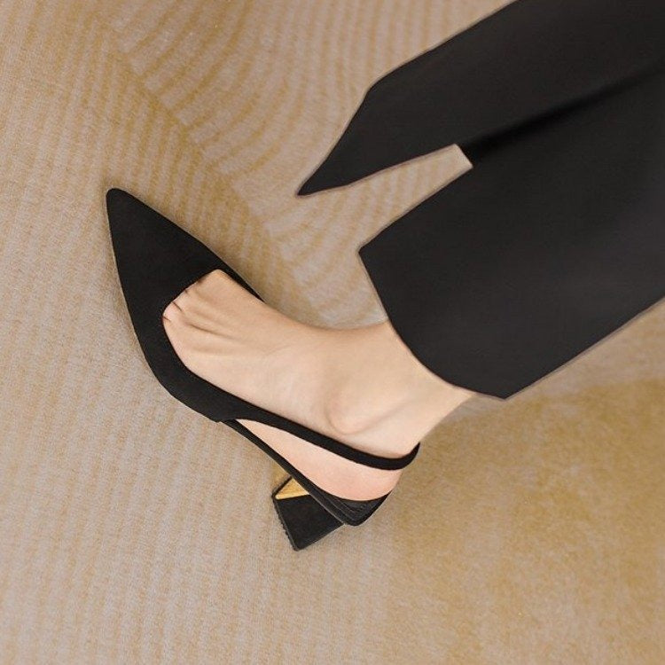 Slingback Pointed Toe Block Heels