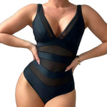One-Piece Fitted Mesh Swimsuit