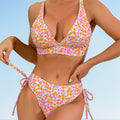 Small Floral Print Deep V Sexy Two-Piece Swimsuit