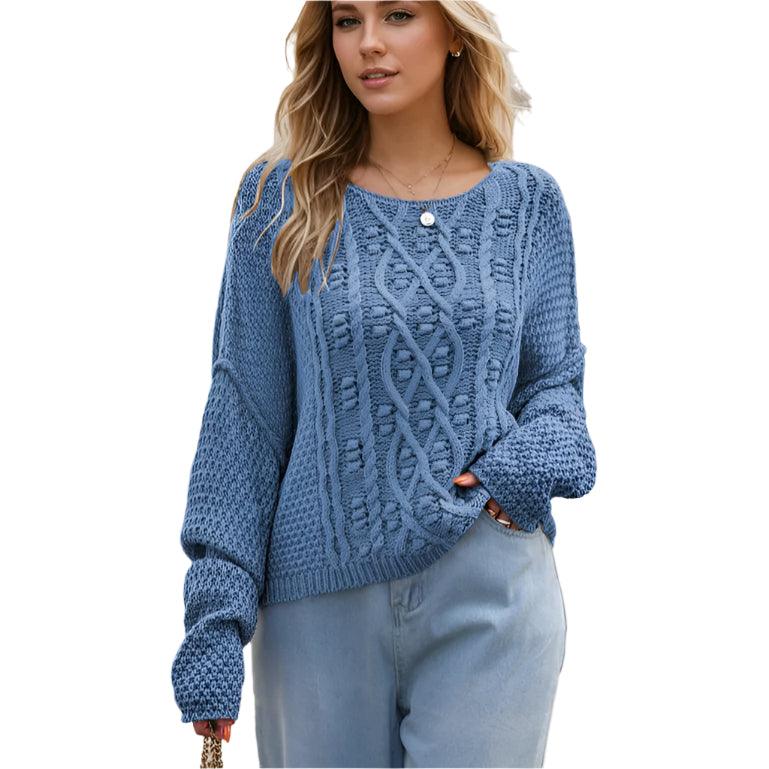 Round neck drop shoulder sweater - rnwayfashionista.com