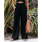 Elegant Wide-Leg Loose Cotton Linen Trousers