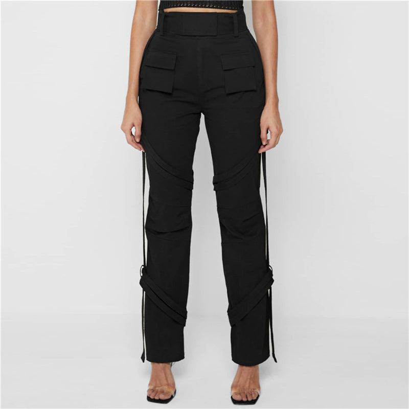 High Waist Design Se Casual Straight Trousers - runwayfashionista.com