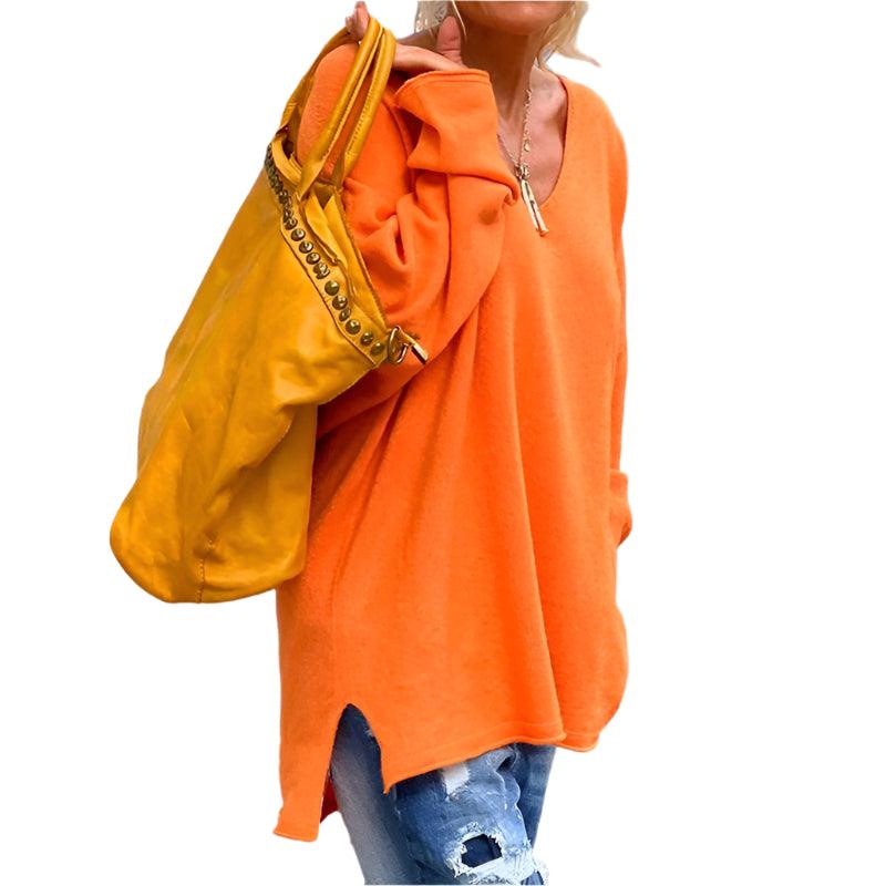 V-neck Long Sleeved Loose Sweater