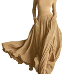 French Vintage Style Midi Skirt - camel