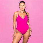Open Back Lace Up Large Sexy Solid Triangle One Piece - runwayfashionista.com