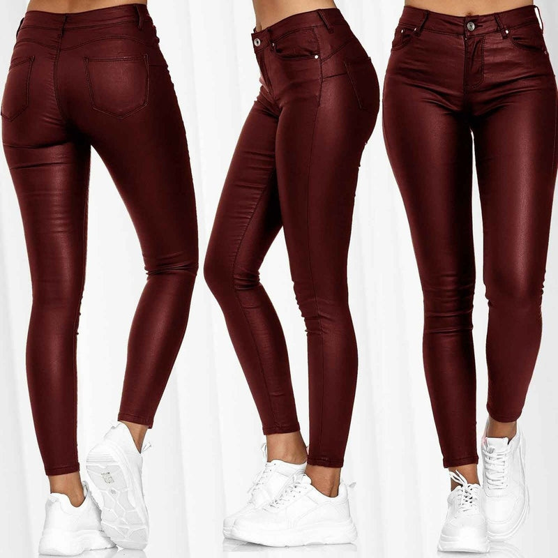 High Waisted Leather Pants - runwayfashionista.com