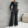 Long Sleeved Top and Wide Leg Pants Set