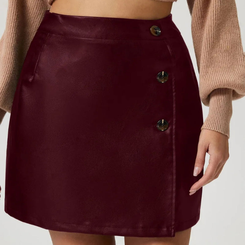 Buttoned High Rise Mini Skirt