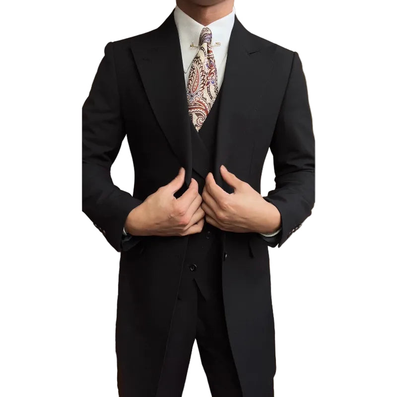 Men's Black Longline Suit Jacket
