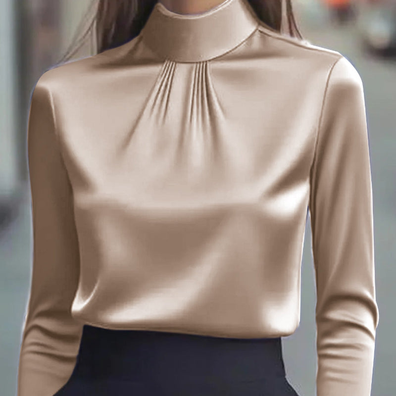 Elegant Pleated Long-Sleeve Shirt