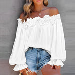 Lotus Leaf Off Shoulder Blouse - white