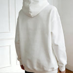 White Oversize Slogan Embroidered Hoodie