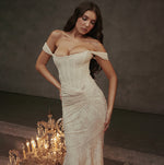 Off-shoulder Backless Sexy Evening Midi Dress