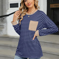 Pocketed Striped Round Neck Long Sleeve T-Shirt - runwayfashionista.com