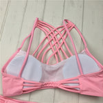 Cross-Strap Halter Bikini Set - pink