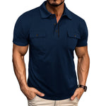 Lapel Button Polo Shirt With Pockets
