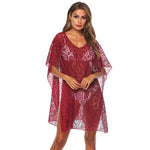 Make a bold statement with this sheer red chiffon mesh cover up