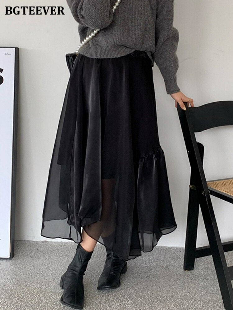 Elegant Irregular Long Skirts - runwayfashionista.com