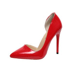 Niche Designer-style Patent Leather Black Stilettos - red