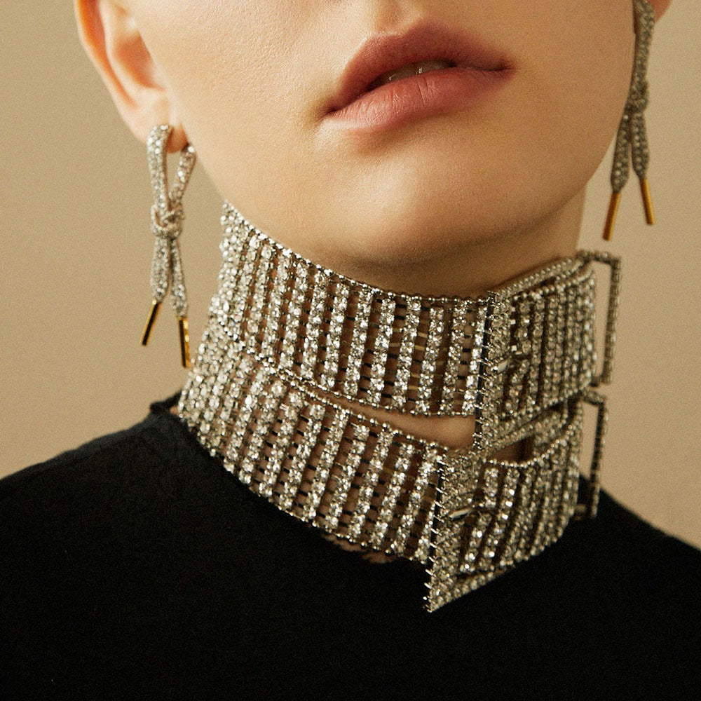 Personality belt multi-layer rhinestone necklace - runwayfashionista.com
