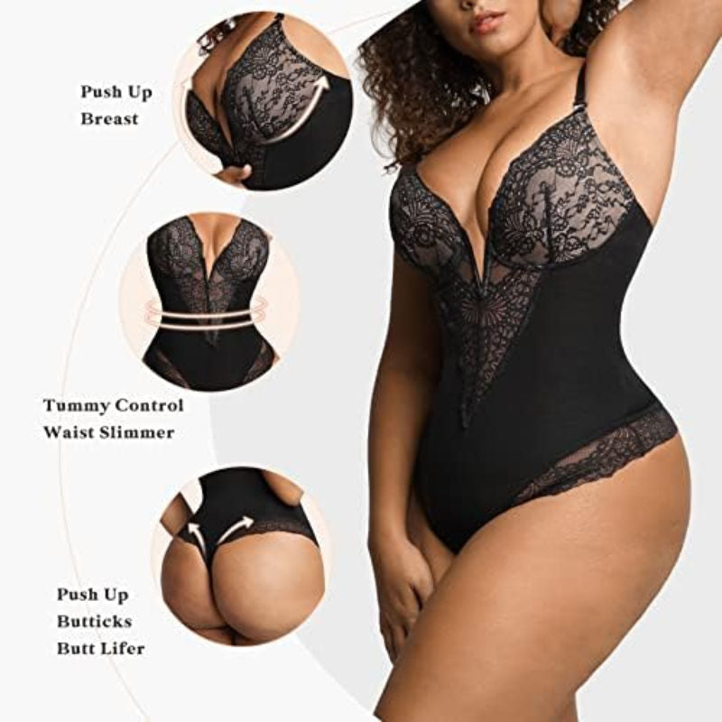 Lace Shapewear Bodysuit - runwayfashionista.com