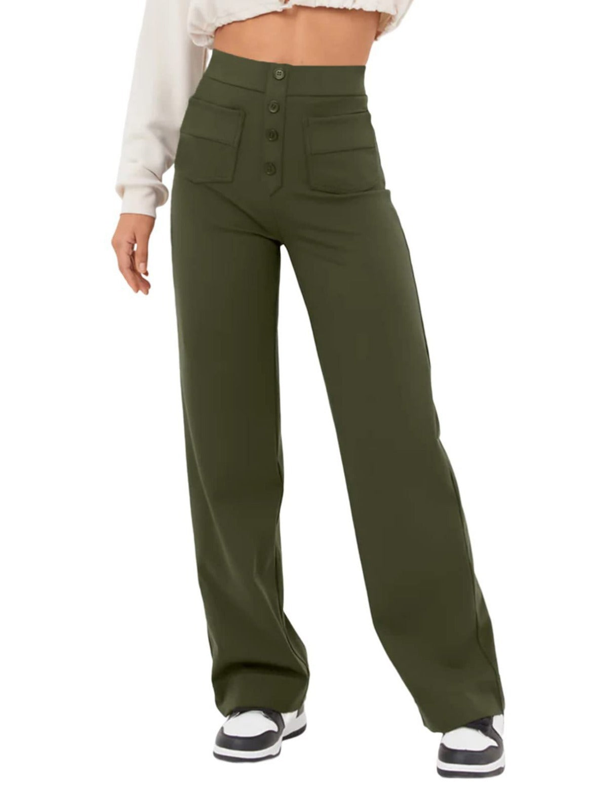 Casual straight leg pants - runwayfashionista.com