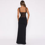Y2K Lace Suspender Maxi Dress