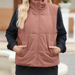 Pocketed Zip Up Turtleneck Vest Coat -runwayfashionista.com