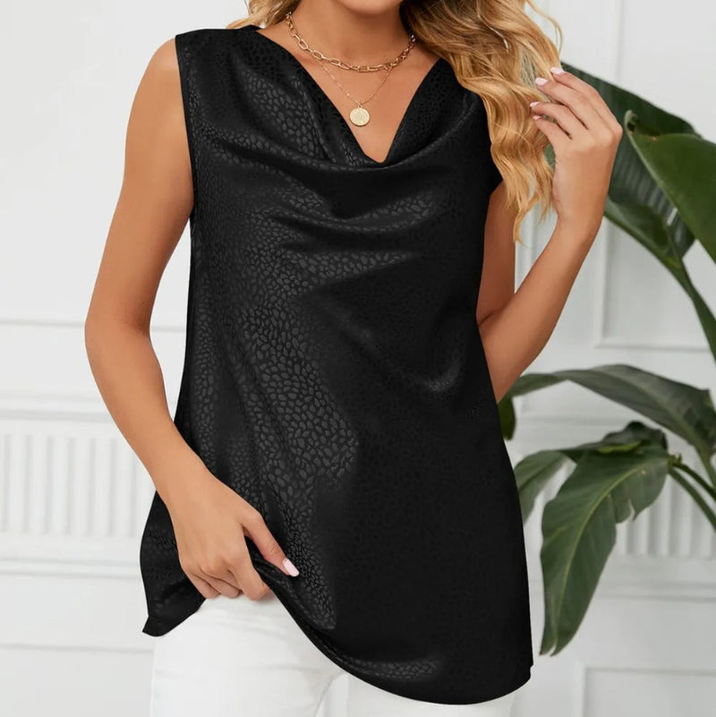 Solid Cowl Neck Top - runwayfashionista.com