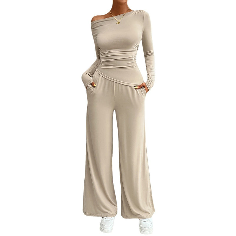 Long Sleeved Top and Wide Leg Pants Set