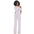 Diagonal collar button up jumpsuit - runwayfashionista.com