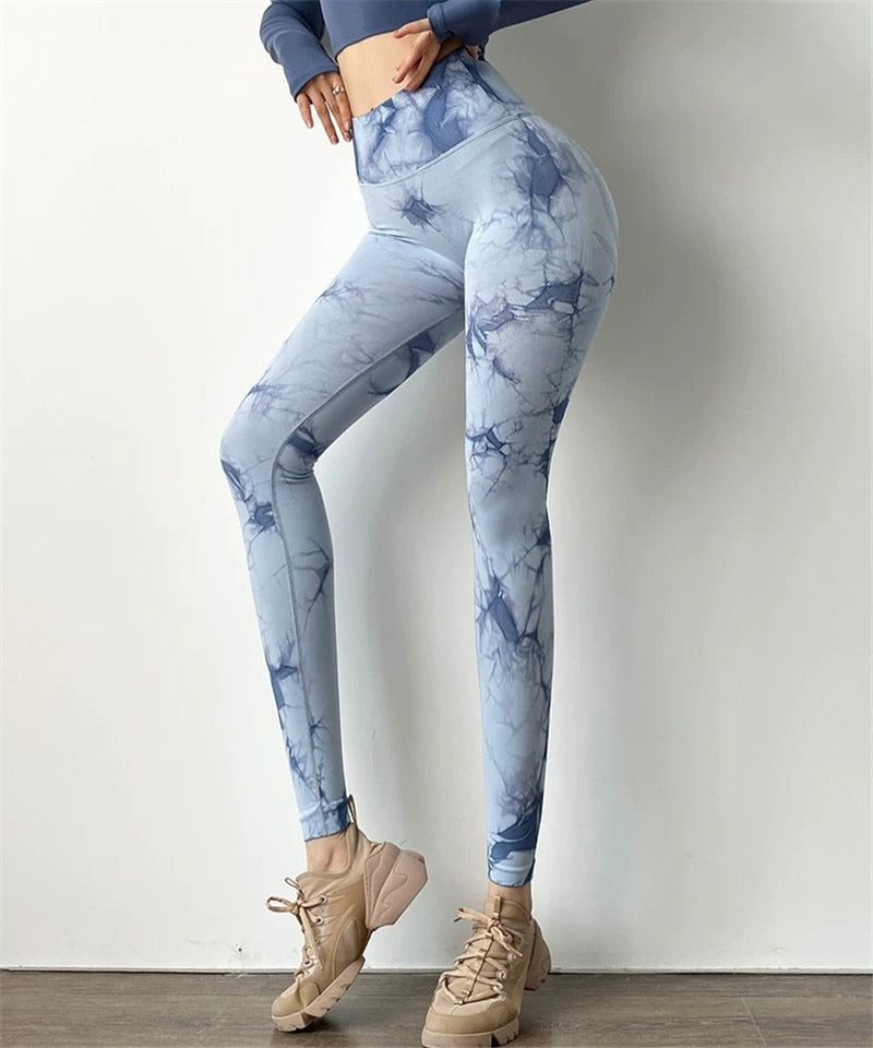 Seamless Tie Dye High Waisted Leggings - runwayfashionista.com