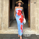 Bold & Chic: Strapless Floral Slip Midi Dress