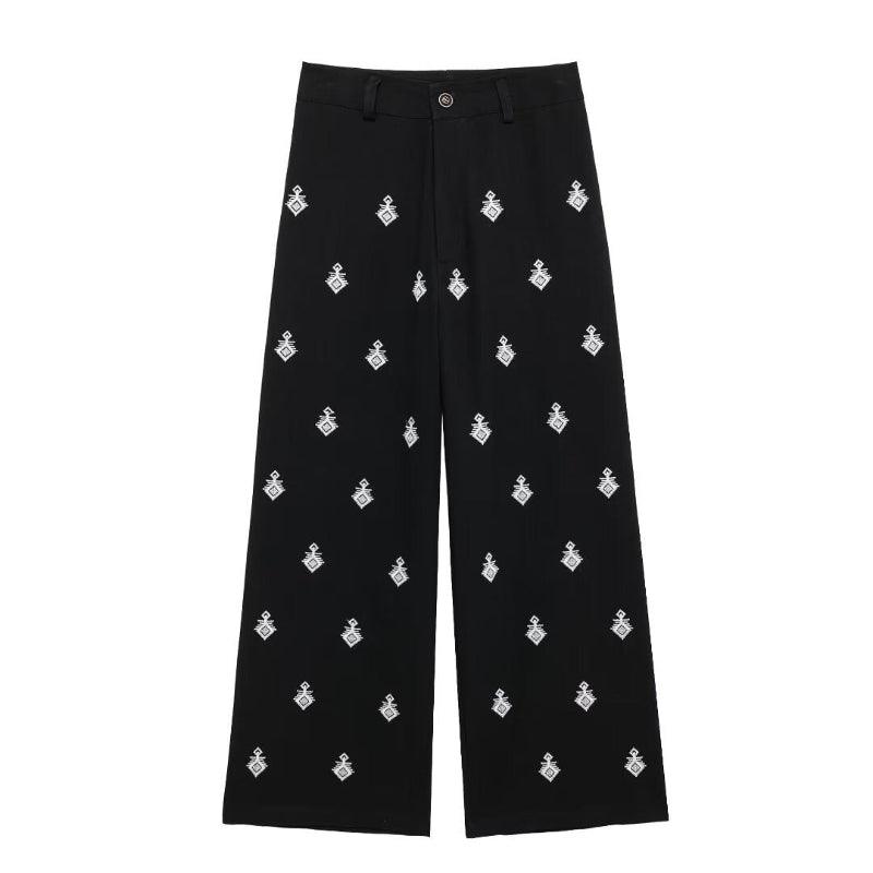 Embroidered Wide Leg Pants Set