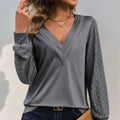 V-Neck Long Sleeve Top - runwayfashionista.com