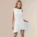 High-Low Round Neck Sleeveless Mini Dress