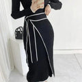 Full Sleeve O-neck Belted Sweater Dress