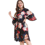 Bold Floral A-Line Dress with Bell Sleeves