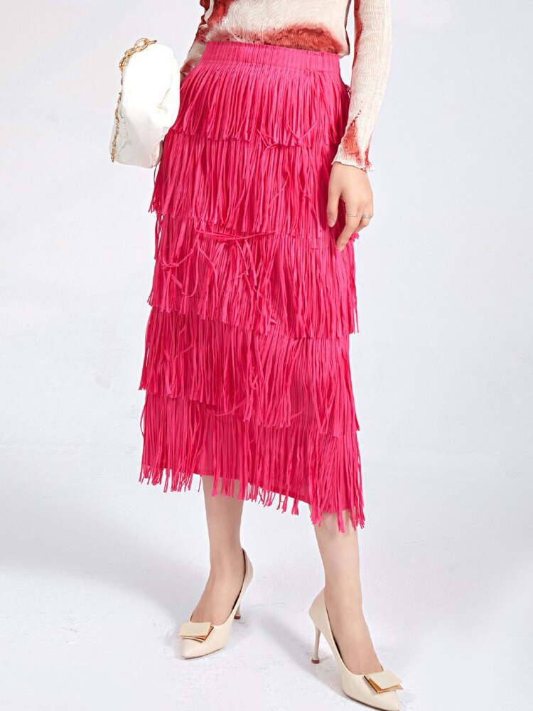 Pleated Tassels Skirt - runwayfashionista.com