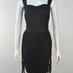 Tight Shoulder Strap Tassel Mini Dress