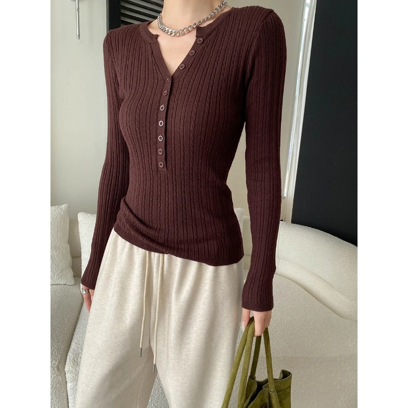 Henley V-Neck Knit: Sharp Commuter Edge