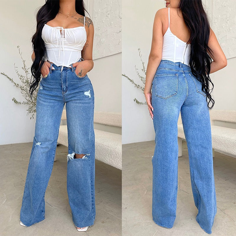 Loose Casual High Waist Jeans - runwayfashionista.com