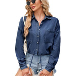 Button up long sleeve denim jacket - runwayfashionista.com