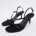 Open Toe Hollow Buckle Strap Stiletto - runwayfashionista.com