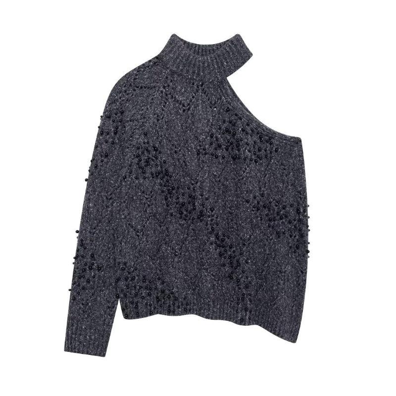 Hollow Bead Knitted Sweater