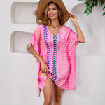 Bohemian Vacation Style Printed Sweet Mini Dress - Pink