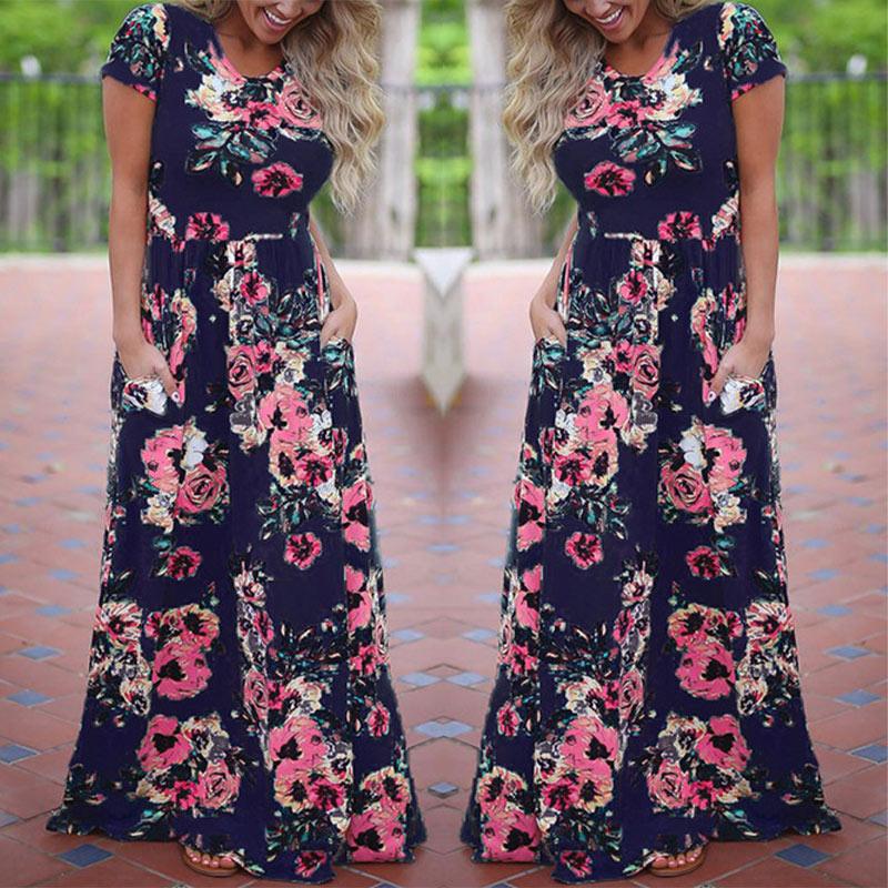 Floral Print Boho Evening Maxi Dress - runwayfashionista.com