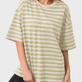 Casual Striped Quarter Sleeve T - Shirt - runwayfashionista.com